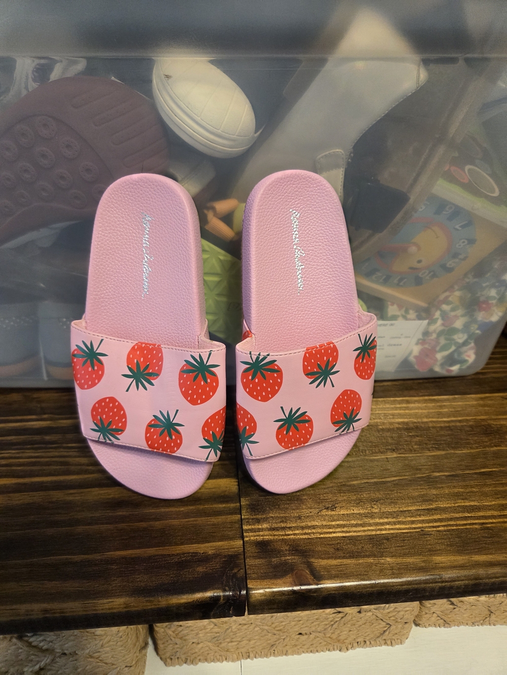 Hanna Andersson Pink Slides with Red Strawberry Print